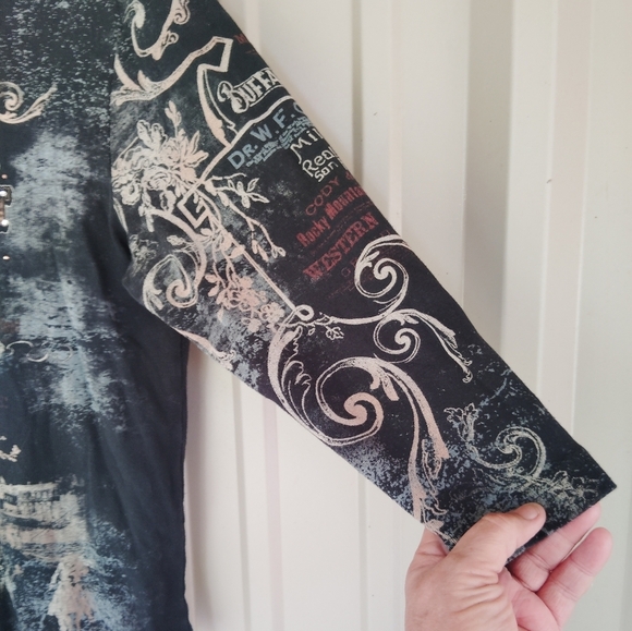 Women's Buffalo Bill Codys Embellished Jeweled Top Size Large Y2K Boho Western - Picture 4 of 5